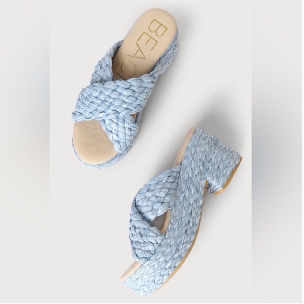 Beach by Matisse Blue Raffia Wedges